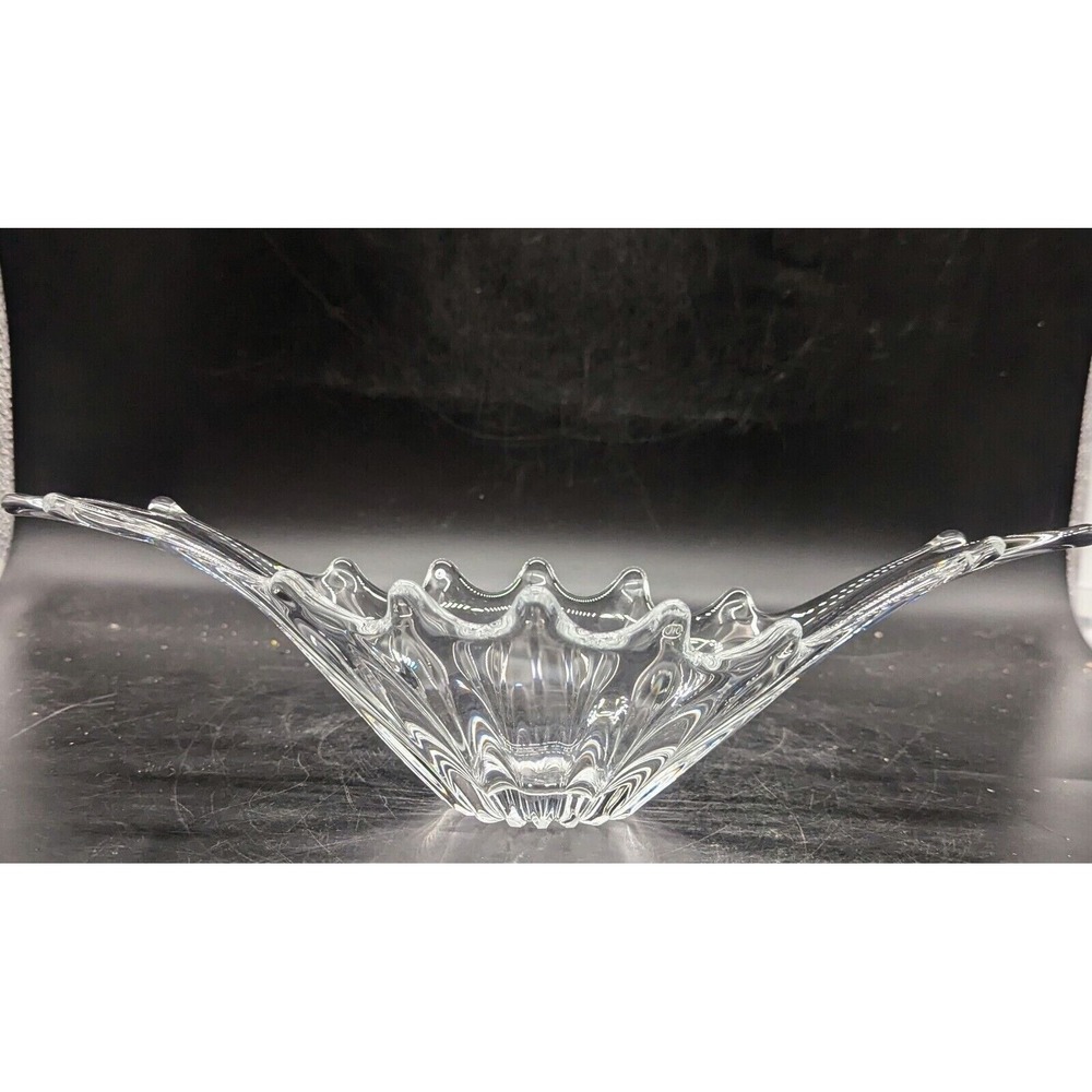 Vintage Cofrac Art Verrier France Crystal Oval Splash Bowl, 13 5/8" x 3 1/4" H